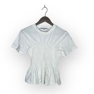 GREY LAB White Smocked Peplum Blouse